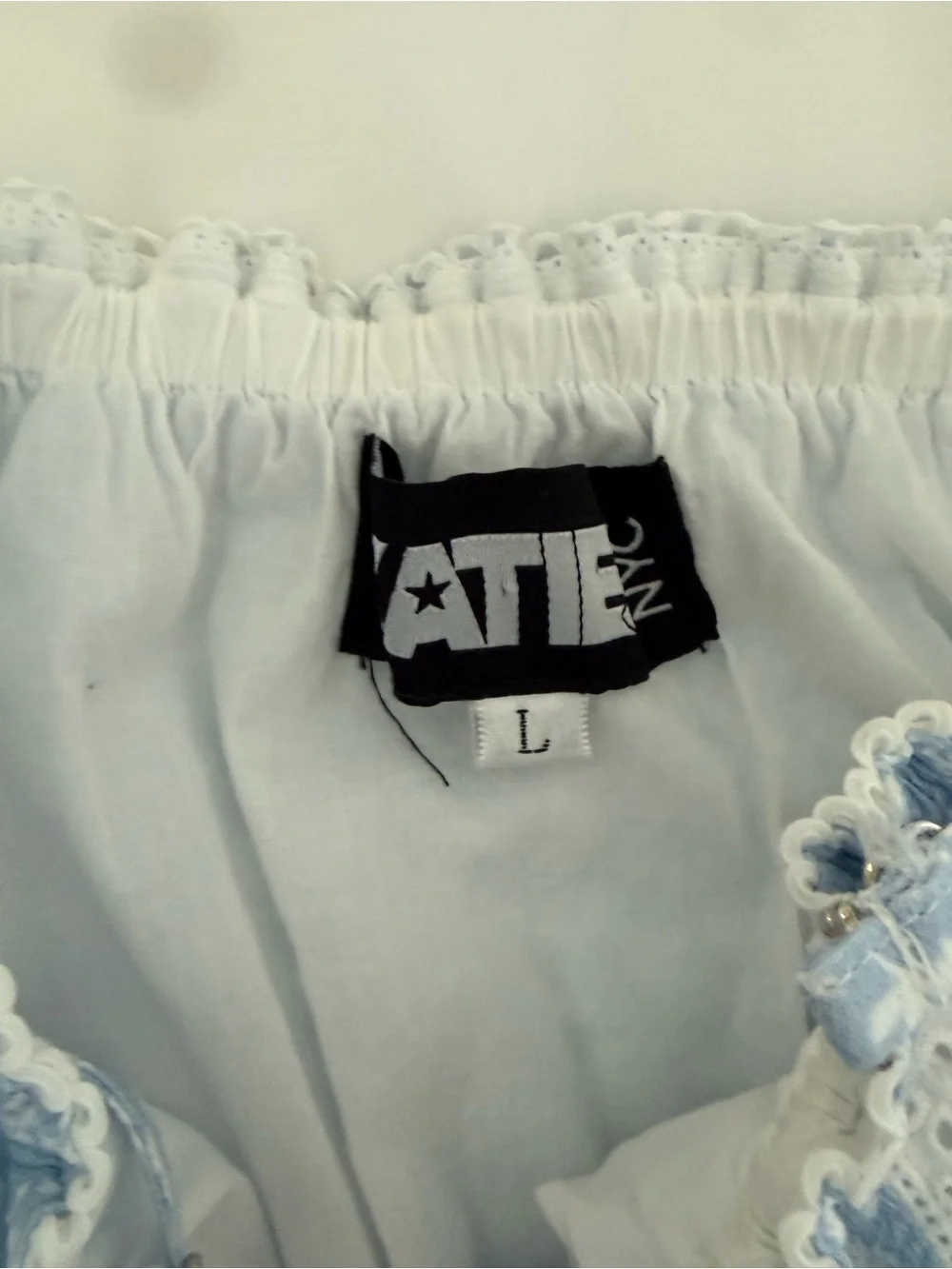 Katie J NYC Light Blue Floral Sundress with White Lace